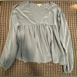 Wilfred Dusty Blue V-Neck Gathered Blouse